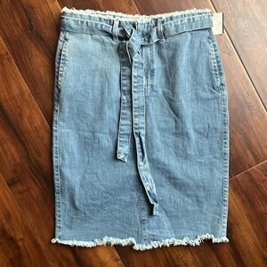 1511 Inc Frayed Paperbag Denim Skirt